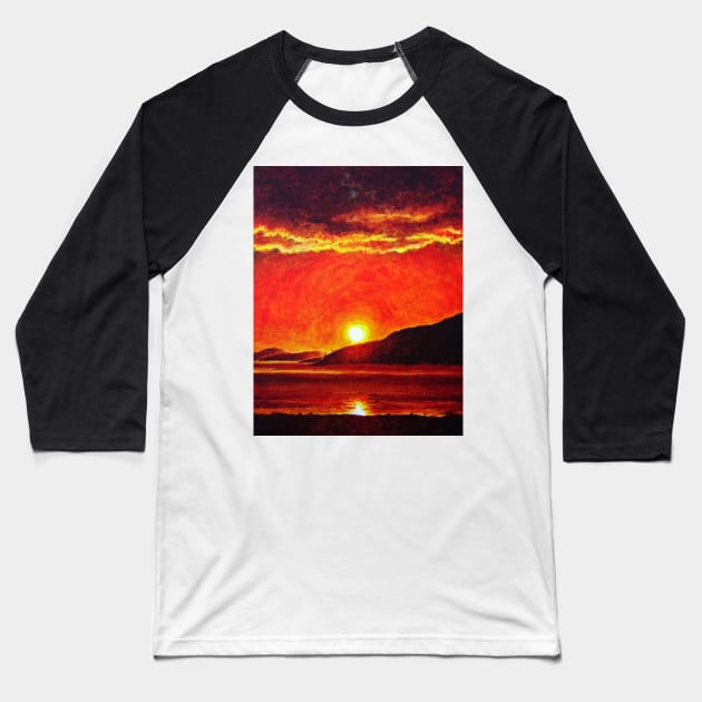 Ullapool Sunset Baseball T-Shirt by Paul Mudie
